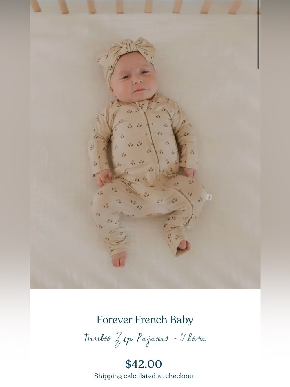 Forever French Baby Bamboo Zip Pajamas Unisex 6-12 months